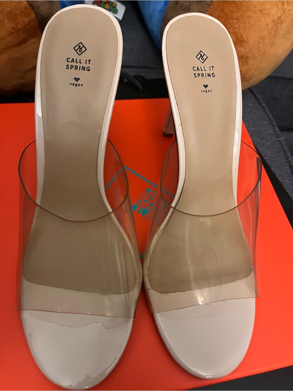 Call It Spring Clear Strap Nude Heeled Mules – Vegan Collection